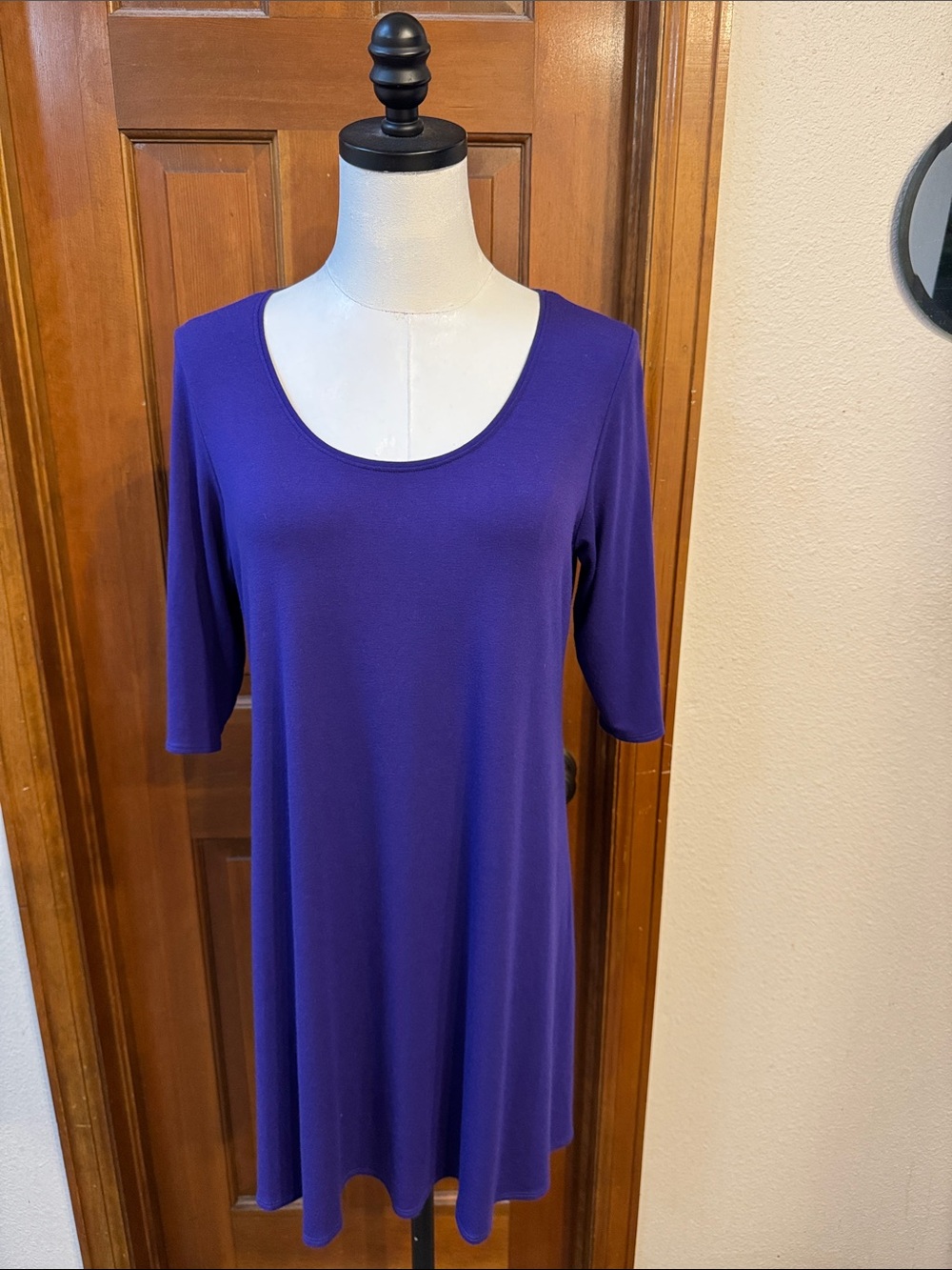 Eileen Fisher Deep Purple Scoop Neck Dress/Tunic Size M